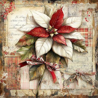 Christmas Poinsettia, DCO-102235, Sign For Wreath, 10x10in Metal Sign